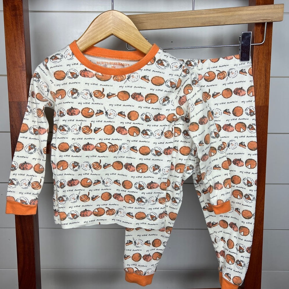 Burt's Bees Baby: My Little Pumpkin Pie Orange and Cream Kids Pajama Set 🤎🍂
